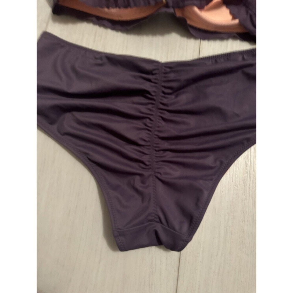 VINTAGE Victoria's Secret 2-pc Bikini Swimsuit Purple Underwire Sz 36D / M - Picture 5 of 7